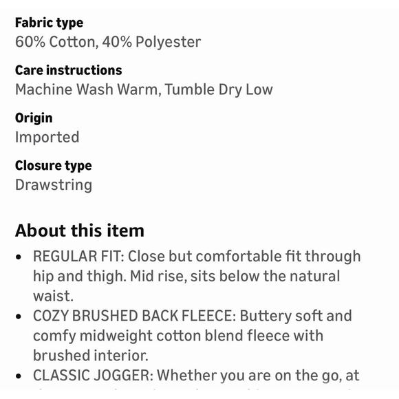 Amazon Essentials Women's Fleece Jogger Sweatpants Black XL New - Picture 5 of 7